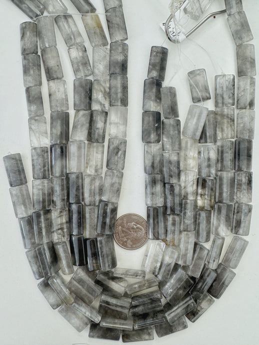gray cloudy quartz, 20x12x6mm rectangle, 15
