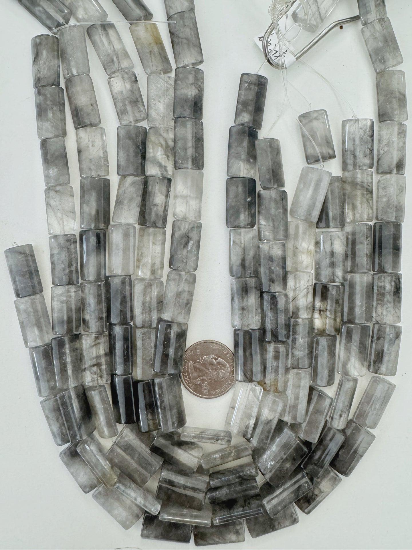 gray cloudy quartz, 20x12x6mm rectangle, 15
