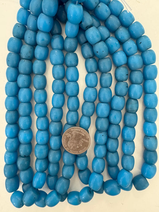 dark sky blue, single color, vintage look glass, 12x10mm barrel, 15