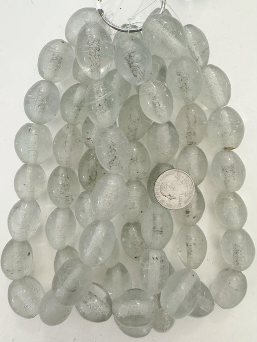 clear, single color, vintage look glass, 28x21mm bowed tube, 15