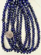cobalt blue black white evil eye, vintage look glass, 9x8mm rondelle, 15" strand, sold per strand