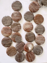 brown banded agate, 40x40x8mm coin, 15" strand, sold per strand