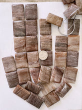 brown banded agate, 40x31x9mm rectangle, 15" strand, sold per strand