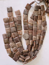 brown banded agate, 20x20x7mm square, 15" strand, sold per strand