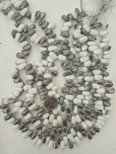 white metallic blue gray swirl, vintage look glass, 15x13x7mm nugget pendant, 15" strand, sold per strand