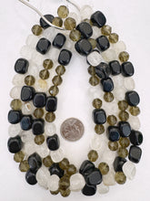 crystal quartz smokey quartz onyx, 10-15mm shape mix, 15" strand, SOLD PER STRAND