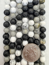 howlite lava rock gray picasso jasper, 8mm round, 15" strand, SOLD PER STRAND