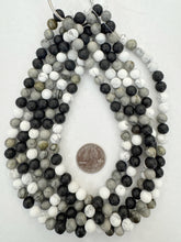 howlite lava rock gray picasso jasper, 8mm round, 15" strand, SOLD PER STRAND