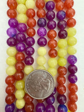 olive jade red agate purple enhanced quartz, 8mm round, 15" strand, SOLD PER STRAND