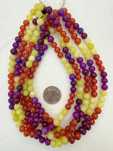 olive jade red agate purple enhanced quartz, 8mm round, 15" strand, SOLD PER STRAND