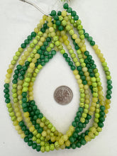 olive jade green enhanced quartz green enhanced magnesite, 6mm round, 15" strand, SOLD PER STRAND