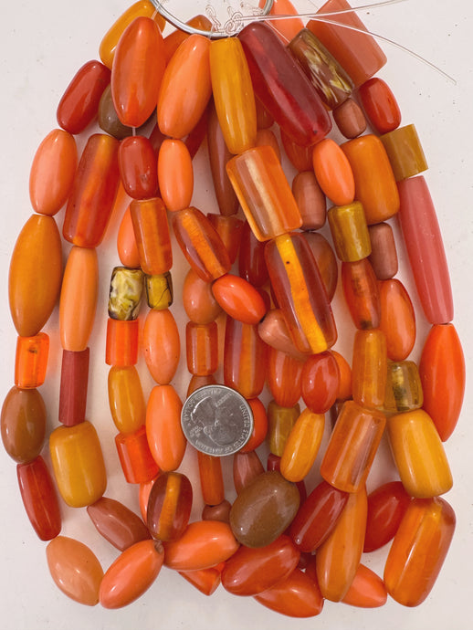 bright orange tube mix, vintage look resin, 15