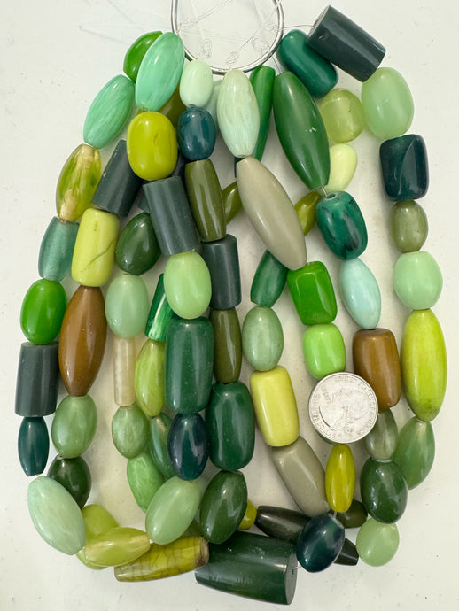 bright green tube mix, vintage look resin, 15