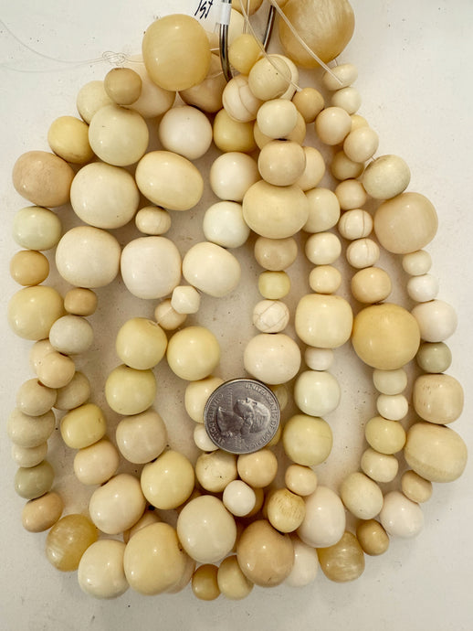 off white round mix, faux bone, vintage look resin, 15