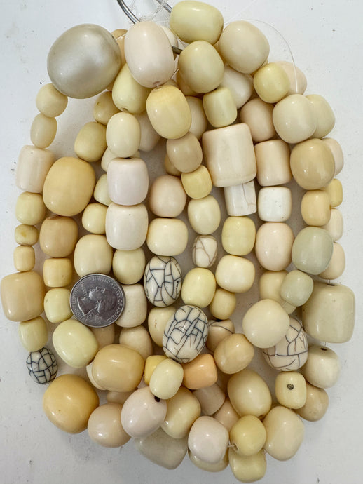 off white barrel mix, faux bone, vintage look resin, 15