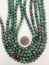 color enhanced serpentine: blue green magenta, 8mm round, 15" strand,   SOLD PER STRAND