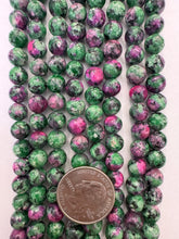 color enhanced serpentine: blue green magenta, 8mm round, 15" strand,   SOLD PER STRAND