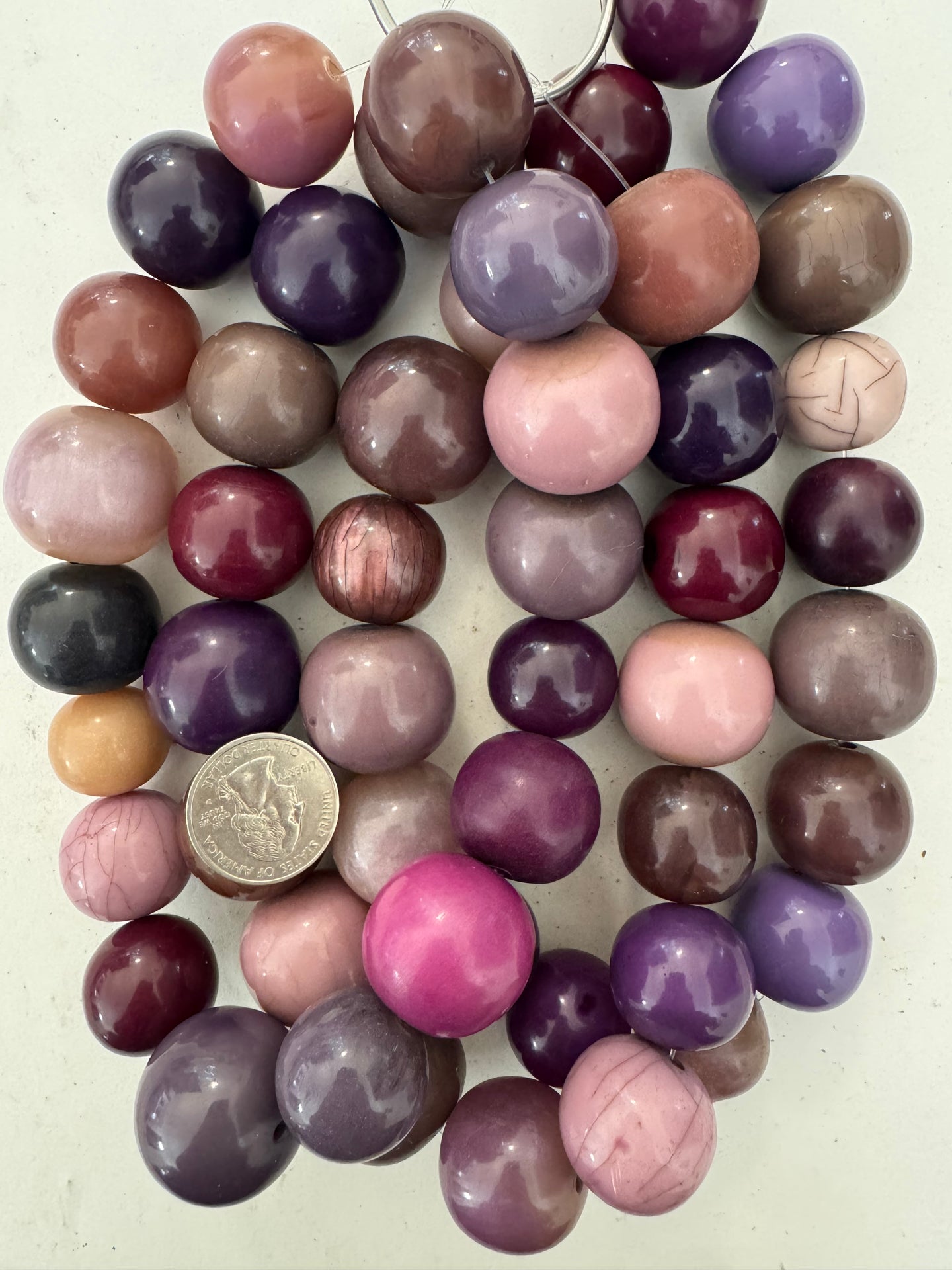 purple round mix, vintage look resin, 15