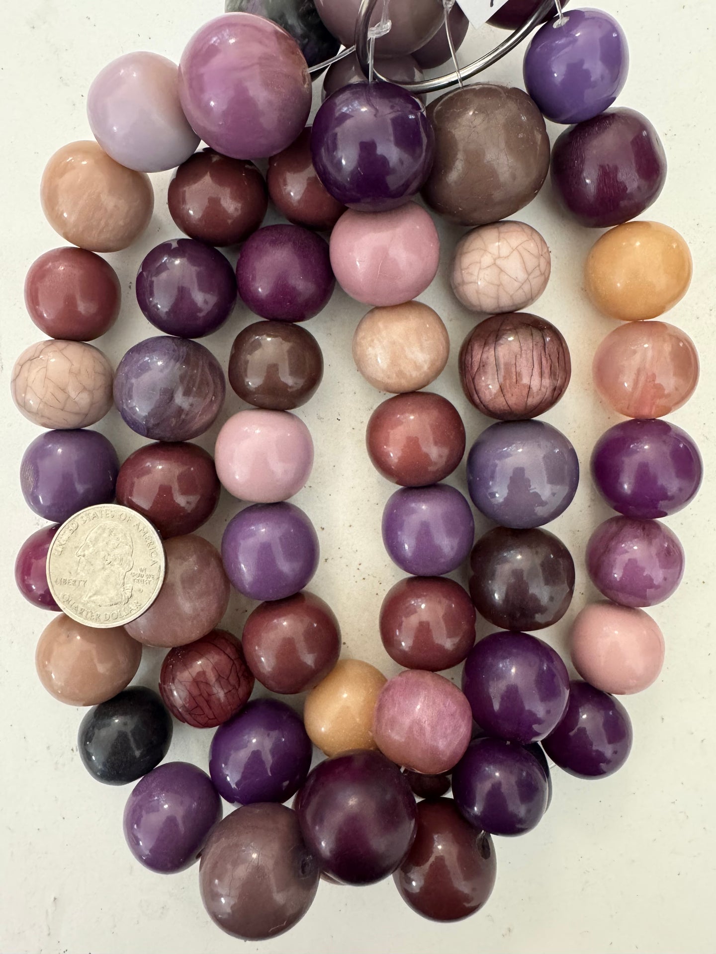 purple round mix, vintage look resin, 15