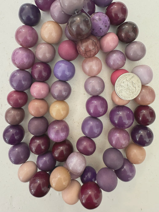 purple round mix, vintage look resin, 15