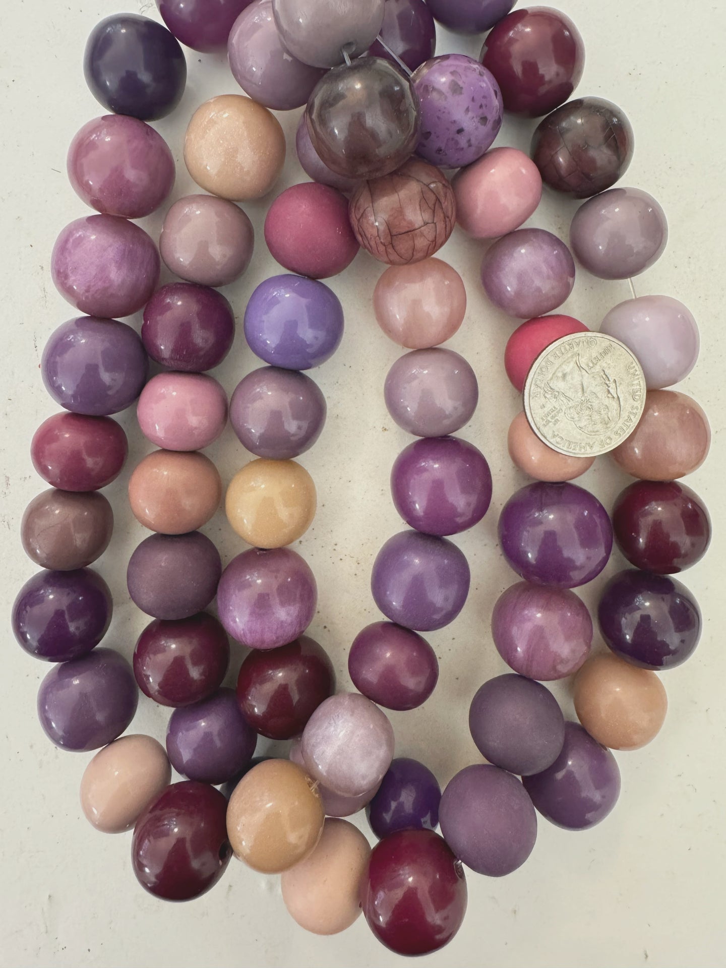 purple round mix, vintage look resin, 15