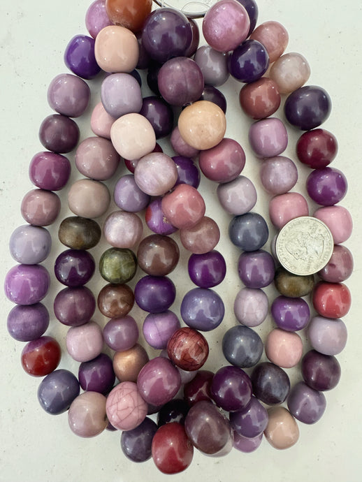 purple round mix, vintage look resin, 15