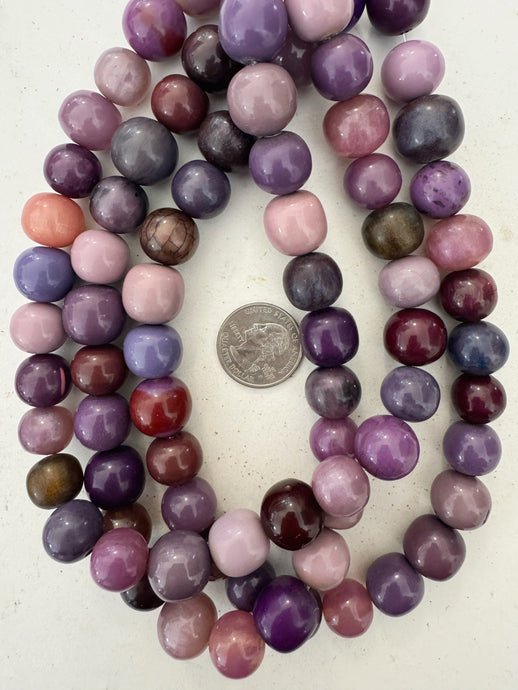 purple round mix, vintage look resin, 15
