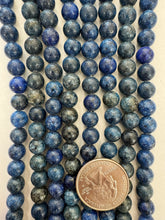 color enhanced serpentine: dark blue, 8mm round, 15" strand,   SOLD PER STRAND