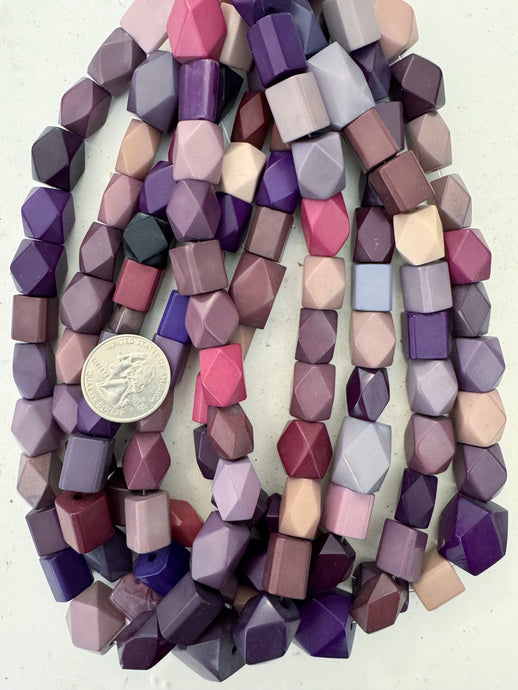 purple 4 sided mix, vintage look resin, 15