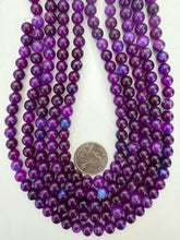 color enhanced quartz: grape purple blue, 8mm round, 15" strand,  SOLD PER STRAND