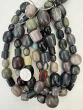 pale purple mint black gray barrel mix, vintage look resin, 15" strand, sold per strand