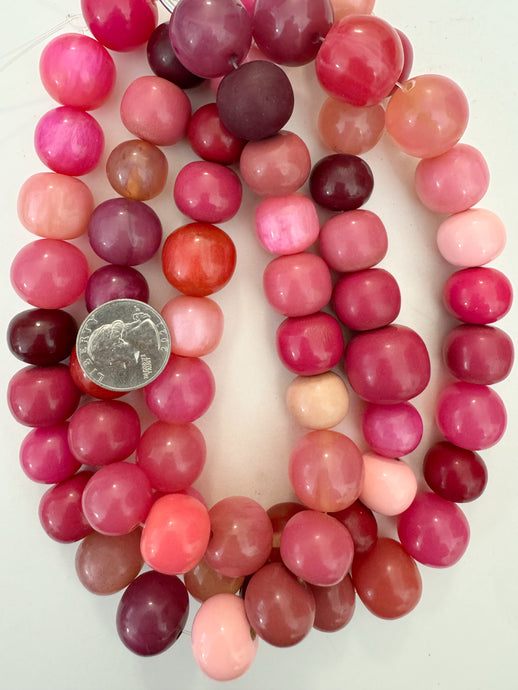 bright pink round mix, vintage look resin, 15