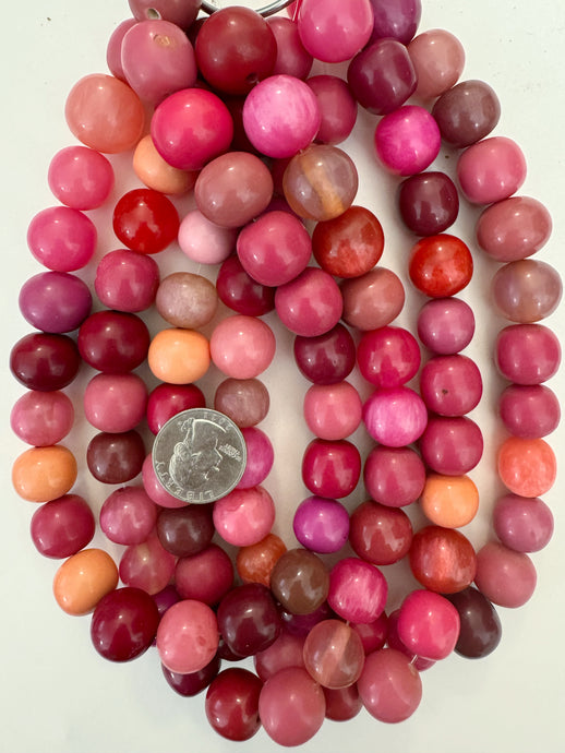 bright pink round mix, vintage look resin, 15