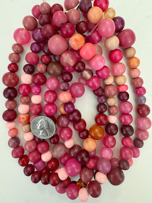 bright pink round mix, vintage look resin, 15