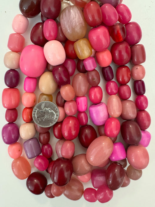 bright pink barrel mix, vintage look resin, 15
