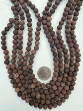 color enhanced lava rock: brown, 8mm round, 15" strand,  SOLD PER STRAND