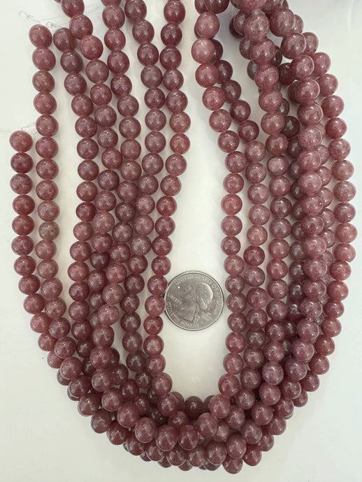 color enhanced dark pale ruby red quartz, 8mm round, 15