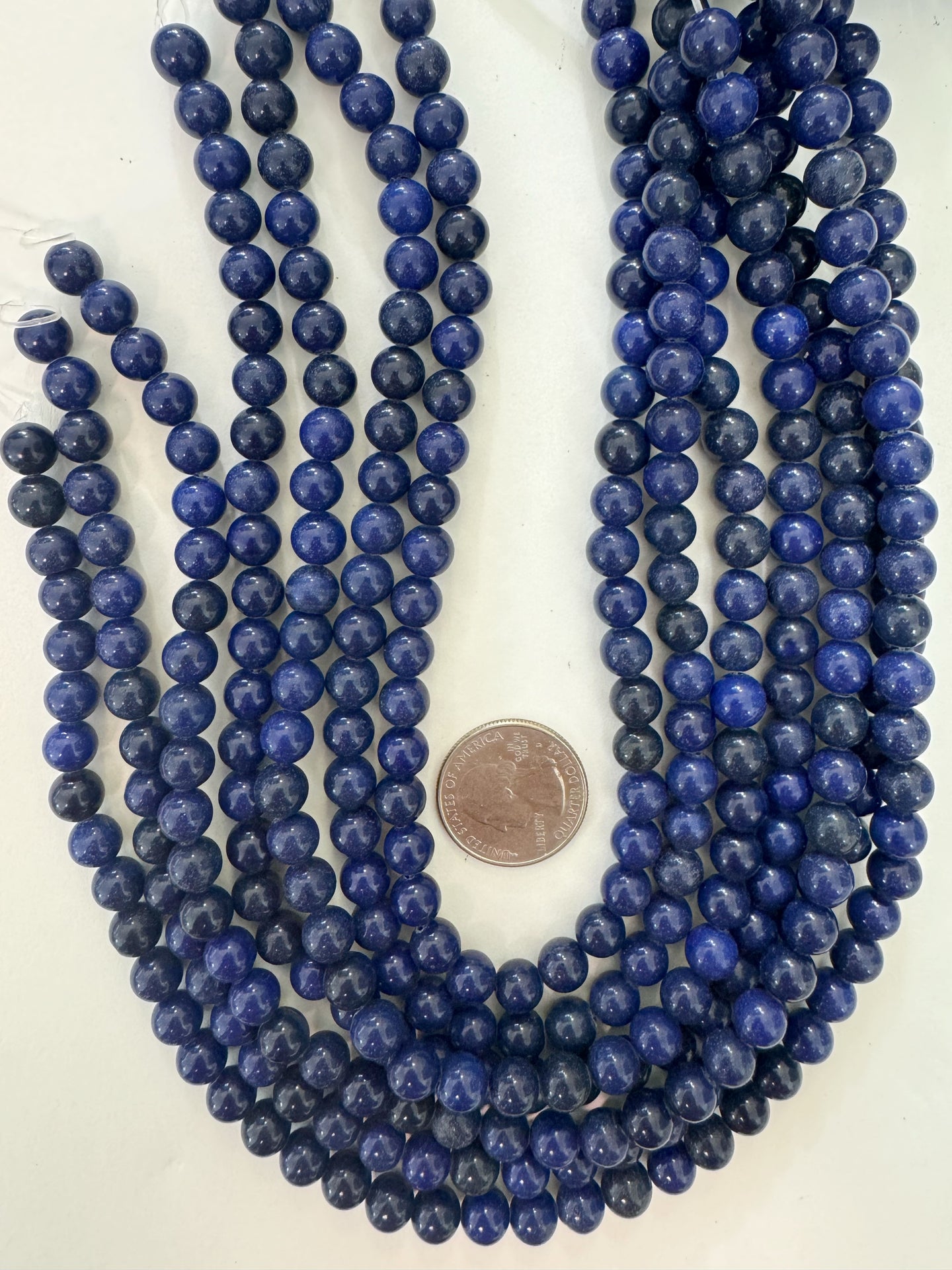 color enhanced dark blue quartz, 8mm round, 15