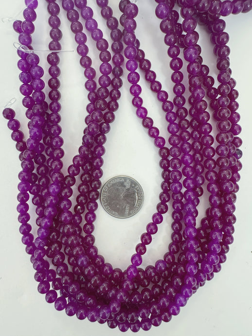 electric grape purple enhanced quartz, 6mm round, 15