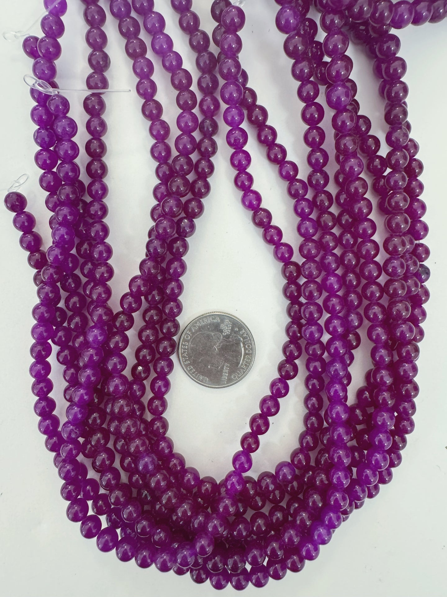 electric grape purple enhanced quartz, 6mm round, 15