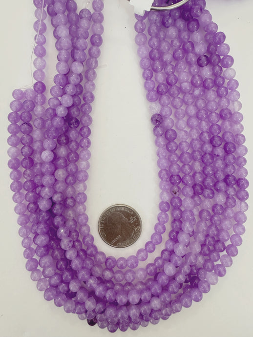 light pale electric lavender color enhanced quartz, 6mm round, 15