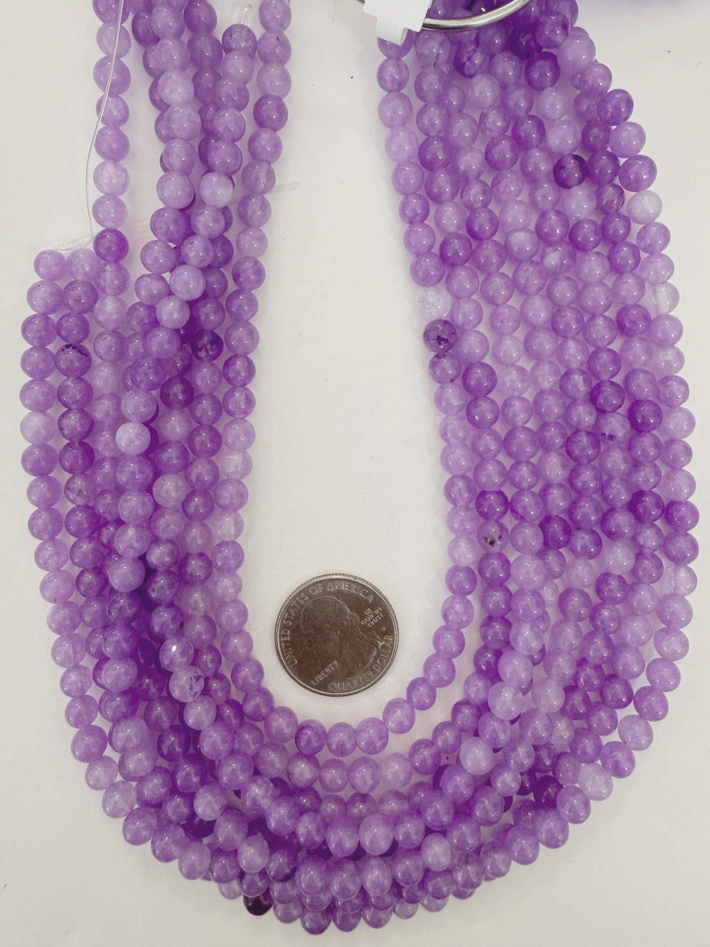 light pale electric lavender color enhanced quartz, 6mm round, 15