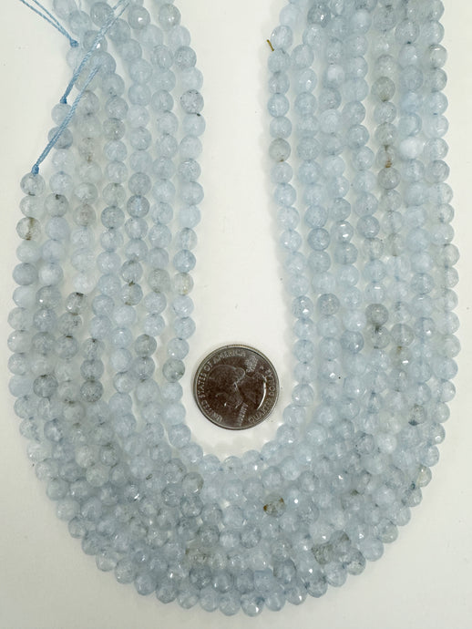 aquamarine, 6mm faceted round, 15