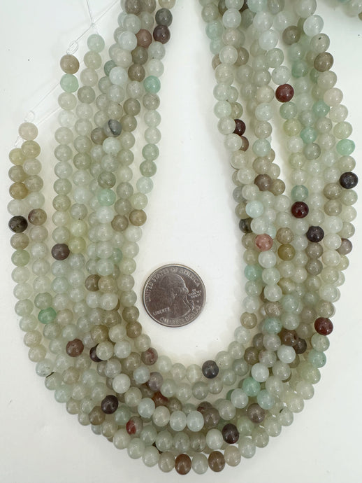 pale dark mint brown color enhanced quartz, 6mm round, 15