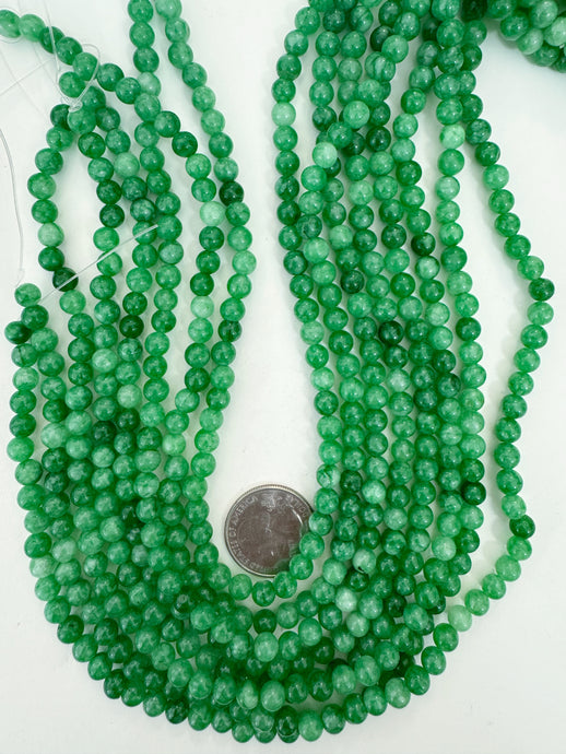 light dark green mix color enhanced quartz, 6mm round, 15