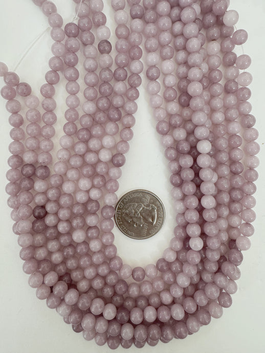 dark pale lavender color enhanced quartz, 6mm round, 15