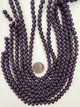 dark royal purple enhanced quartz, 8mm round, 15" strand, sold per strand