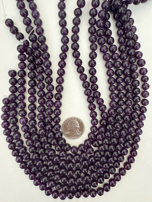 dark royal purple enhanced quartz, 8mm round, 15