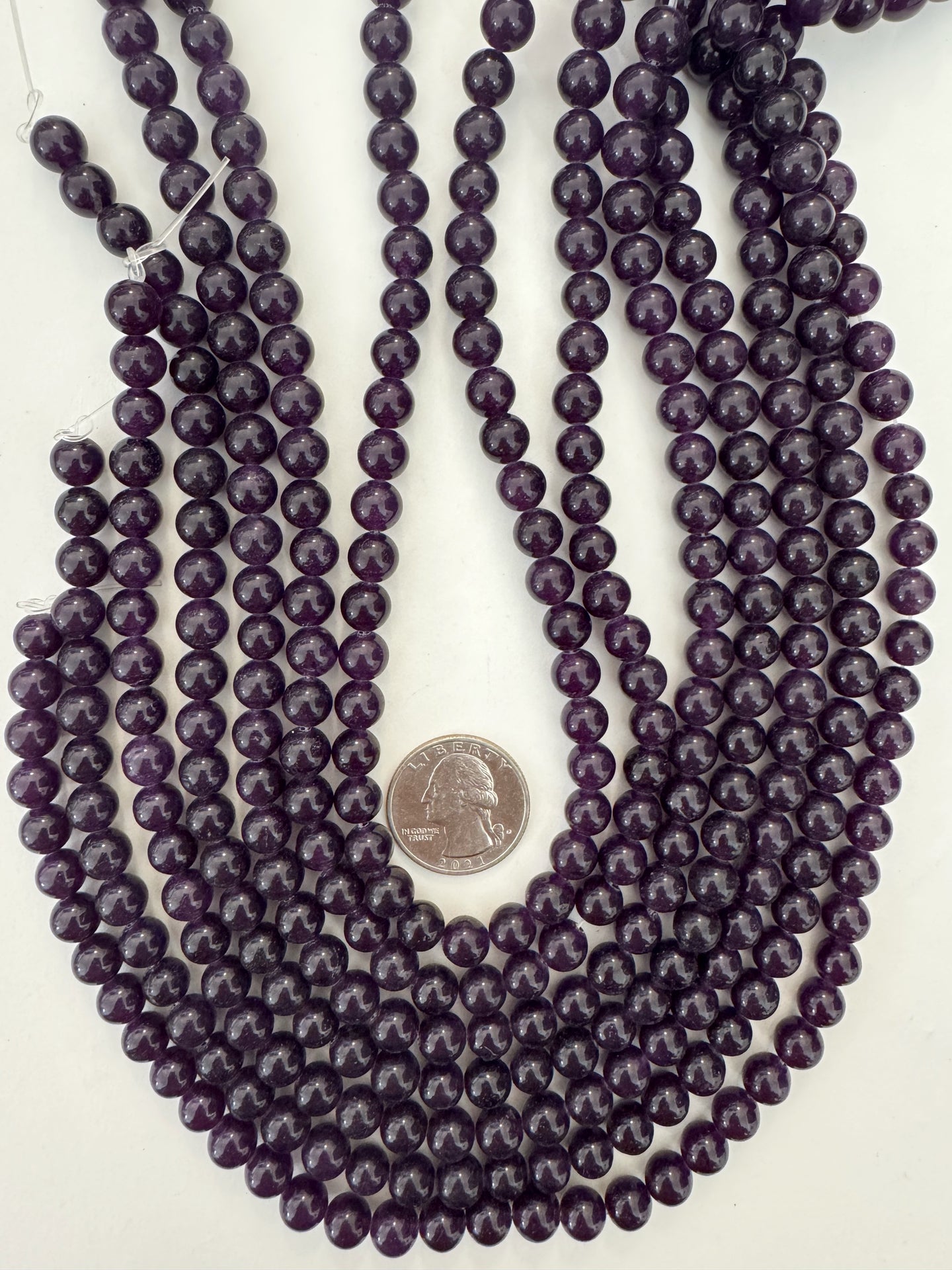 dark royal purple enhanced quartz, 8mm round, 15