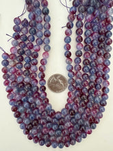 dark pale blue grape purple enhanced quartz, 8mm round, 15" strand, sold per strand